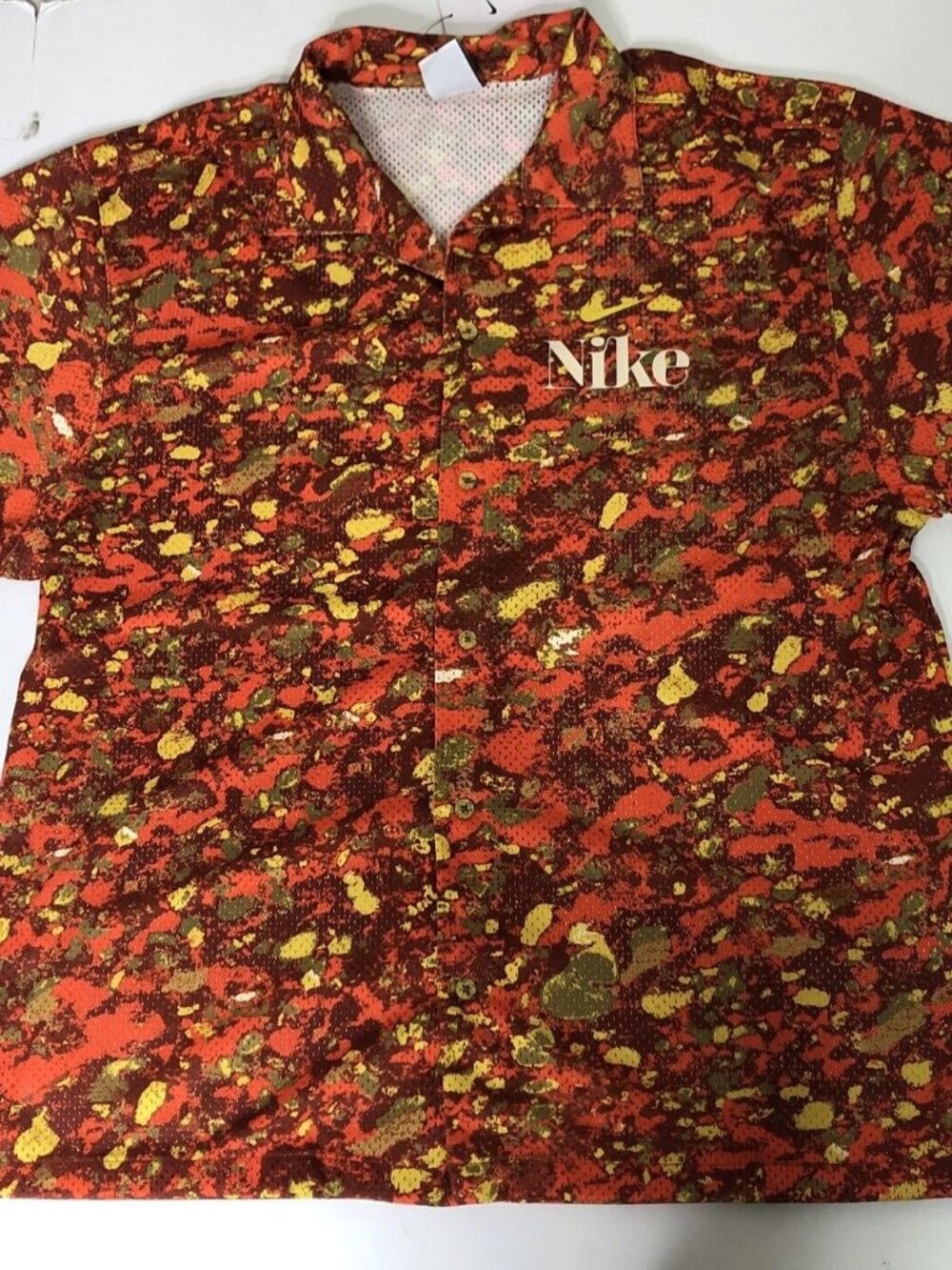 Nike Dri-FIT Trek Division Button Down Shirt Rugged Orange Multi Mens Size L NWT
